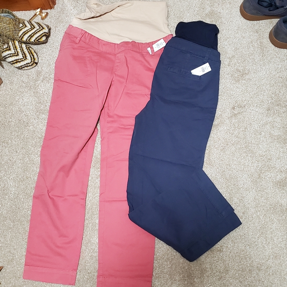 GAP Coral Pink and Navy Women's Trousers - Two-Pack